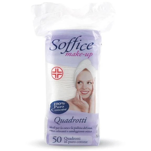 SOFFICE MAKE-UP QUADROTTI PURO COTONE 50Pezzi 3 SOFFICE MAKE-UP QUADROTTI PURO COTONE 50Pezzi